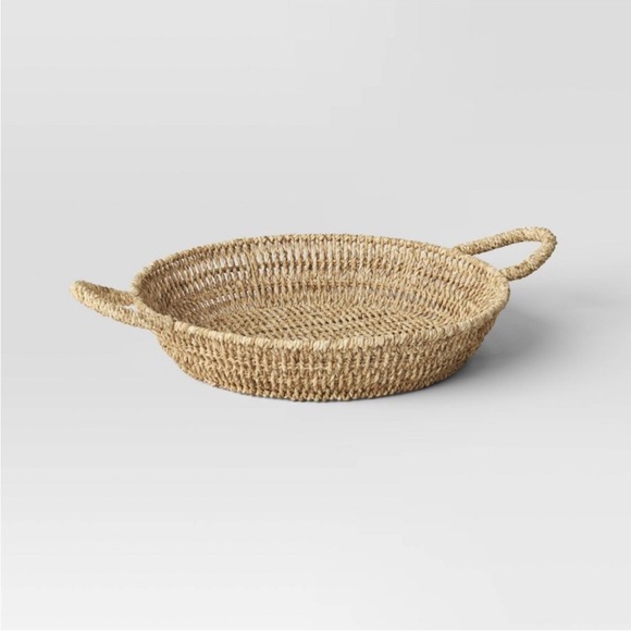 THRESHOLD NWT woven Seagrass serving tray w/ handles -large - Picture 1 of 5